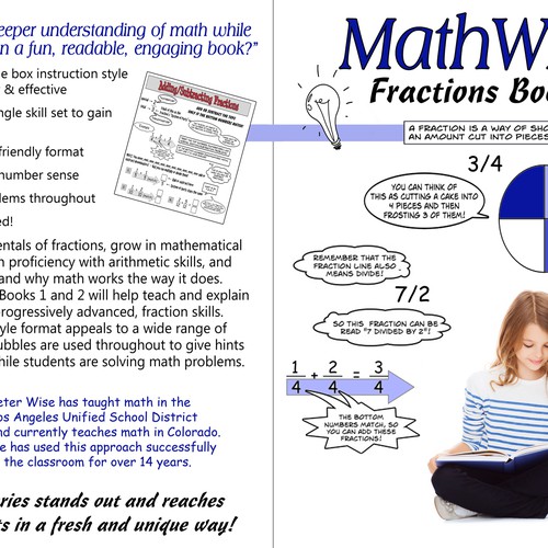 Create a kid-friendly, classy cover for a cartoon-style math workbook series; clips provided Design by Michelle Lee Designs