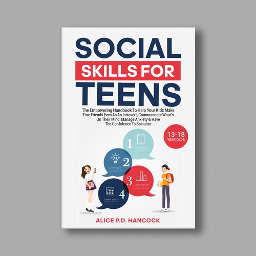 Minimalist Book cover for Teens ages 13-18 suffering from social anxiety and need to learn social skills Réalisé par KMS Arafat