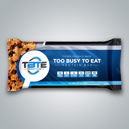 Design a unique protein bar wrapper for Too Busy To Eat Design réalisé par cos66