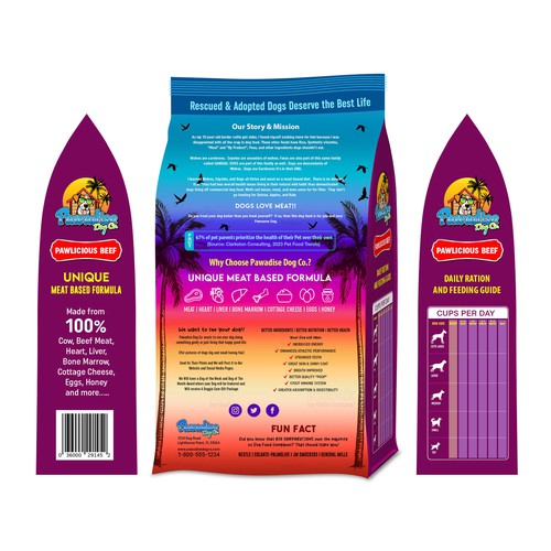 コンペ「NEW Dog Food Packaging, Need Tropical Vibe we are in Florida, Pawadise Dog Co.」のデザイン by Syn·o·nymさん 