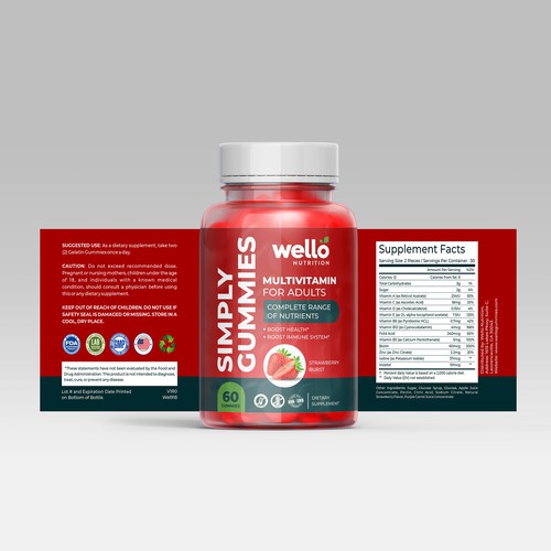 Multi vitamin gummies label design Design by Dzhafir