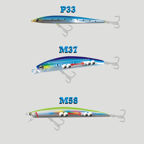 Create illustrations for the packaging of fishing lures Design by depetiz