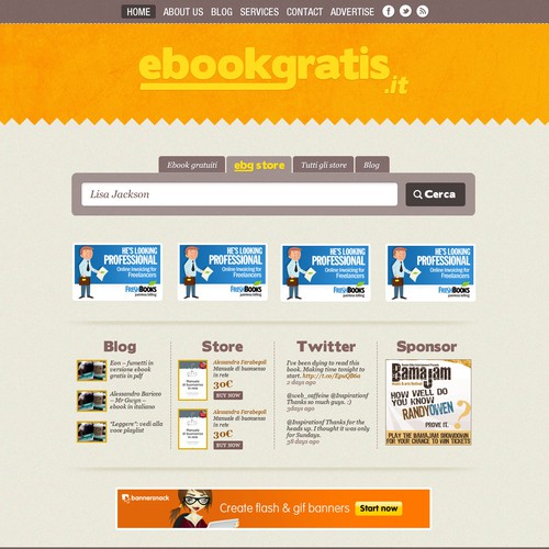 New design with improved usability for EbookGratis.It Design réalisé par stylenotmy