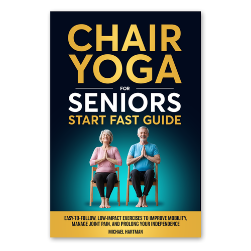 Attention grabbing book cover for "chair yoga for seniors" Design by Knorpics