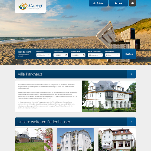 "aber GUT! Ferienwohnungen benötigt ein website design" winning Web page design by projekt38