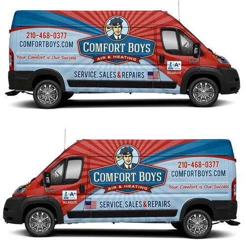 Comfort Boys Service Company New Retro Van Wrap Design Design by ezesol™