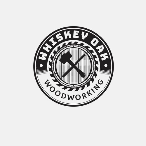 Powerful, vintage, whiskey inspired logo for woodworking company Ontwerp door indra kh