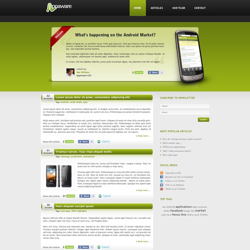 Design di AppAware: Android and Twitter-like website di Fenrir Media