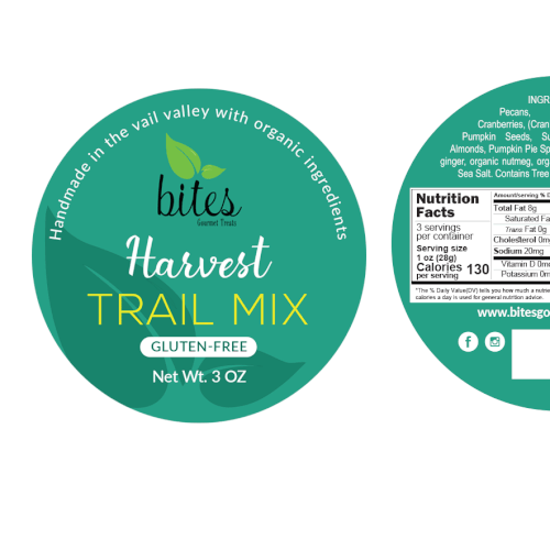 Design a Food Label for Harvest Trail Mix (logo and dieline files included) Design réalisé par 55rova