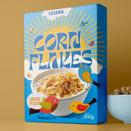 Premium cereal breakfast packaging (Corn Flakes) Design by Glerm Rubini