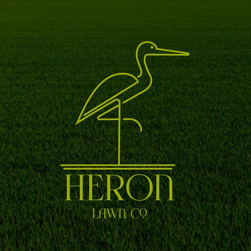 Modern Lawn Care Business with Heron Design by Q.™️