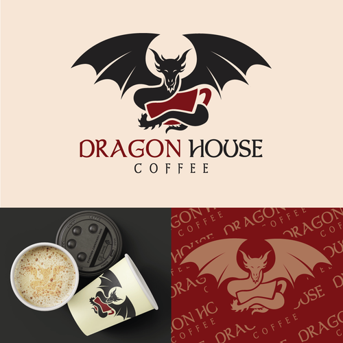 Design a Mediaeval Dragon Logo for a Coffee Company Design by MarsoulStudio