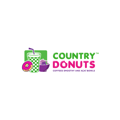 We need a modern exciting logo to encompasses our Name Country Donuts Coffee smoothy bowls Design réalisé par ropix