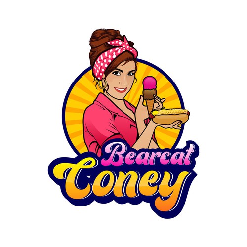 G-Rated Cartoon PinUp Girl girl logo for Retro Coney Hotdog restaurant Design by MALATHY