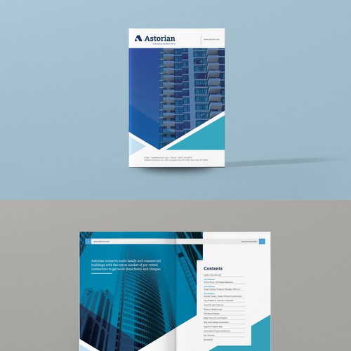 Design a sleek sales booklet for a real-estate technology company Design by machus4u