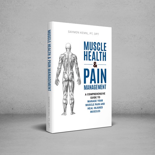 Book cover with a drawing images of the human anatomy combining muscles and bone structure. Design by digital.ian