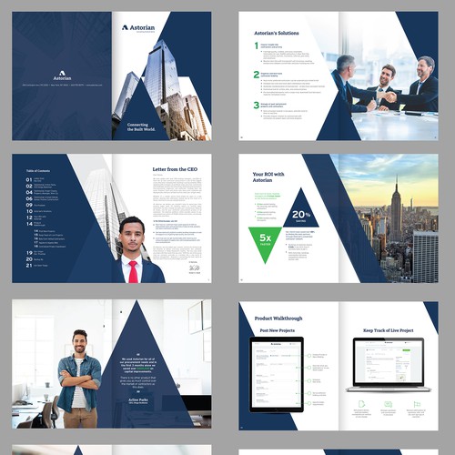 Design a sleek sales booklet for a real-estate technology company Design by Arttero