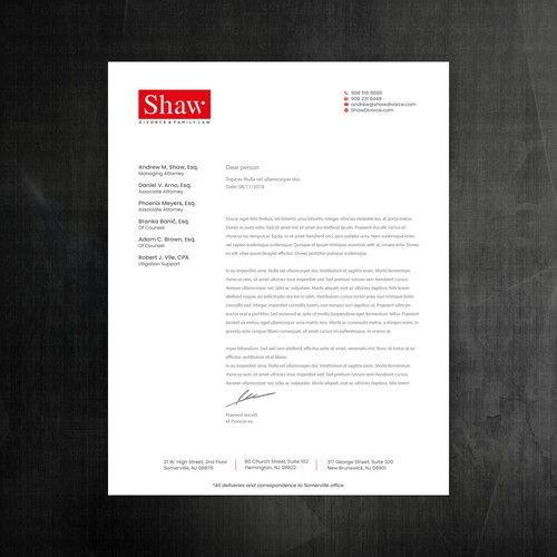 Letterhead for Divorce & Family Law Firm; Modern, Minimalist, Conservative Design Design by Felix SH