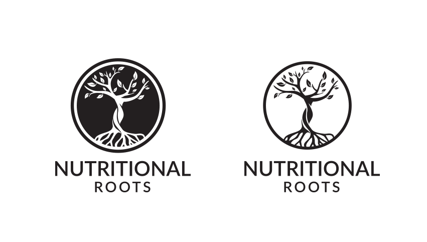 Healthy eating logo with the title 'Nutritional Roots'