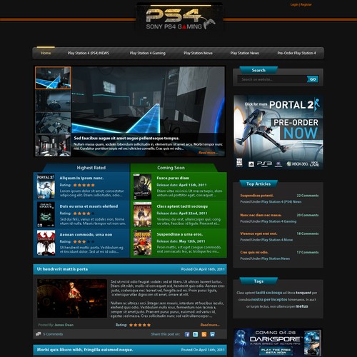 Create a vibrant new web 2.0 look for a PS4 gaming blog! Design by Light Creek Studio