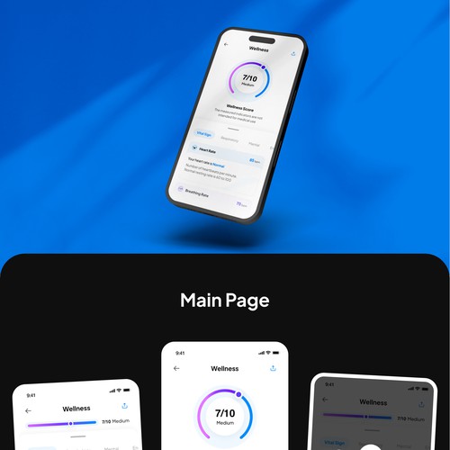 Wellness "vital signs" app - redesign Design by Kitani Studio.