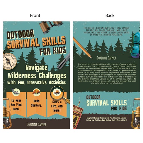 I am looking for a fun and inviting cover for my book on Outdoor survival skills for kids. デザイン by LySfc