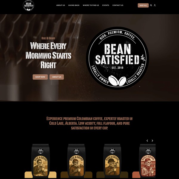 Website design for Bean Satisfied