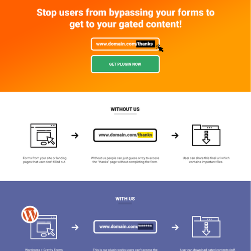 Design a landing page for Wordpress plugin - Abrupt, simple, fast, niche Design by jezz