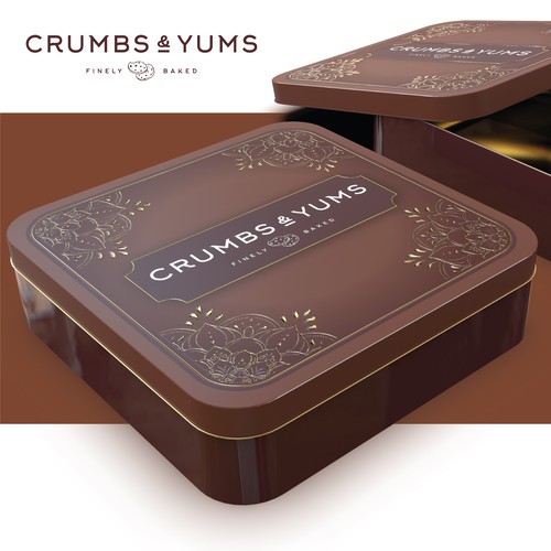 Design crums and yums cookie tin di design to brand