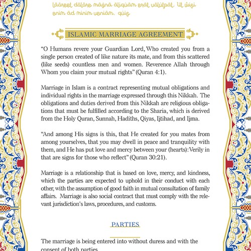 Design A Beautiful Islamic Marriage Agreement Document Template Design by rainmar