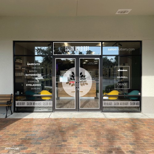 Salon Mulberry - High End Salon - Storefront Glass Signage Design by TheDreamCity
