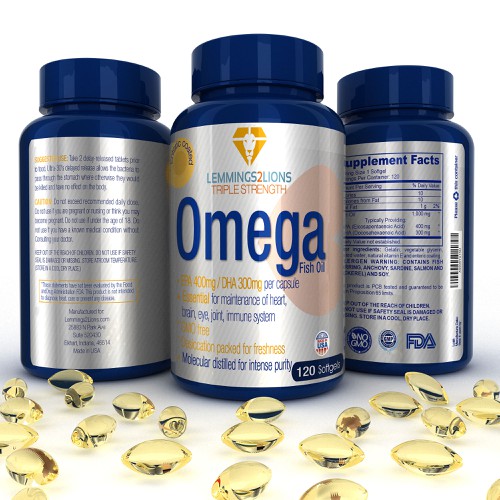 Create a wow factor label for an Omega 3 fish oil label Design by Modelab X