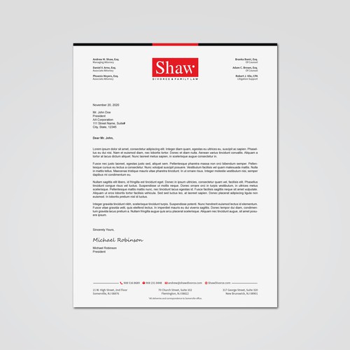 Letterhead for Divorce & Family Law Firm; Modern, Minimalist, Conservative Design Design by Tcmenk