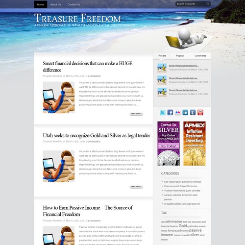 Financial Freedom Wordpress Blog Theme (Web 2.0) Design von cepoko