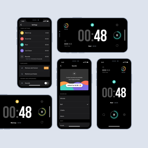 Redesign a popular fitness timer app Design by Softsea