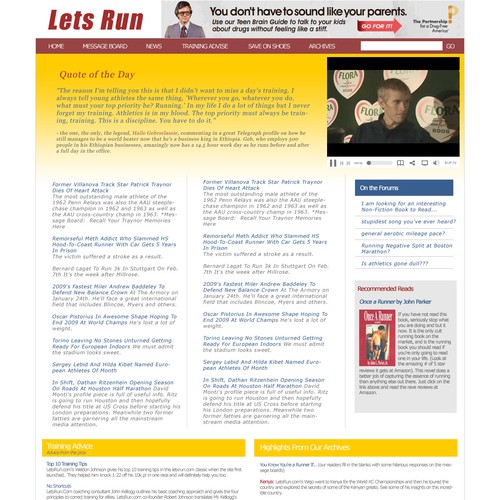 LetsRun.com Homepage Re-Design/Cleanup Diseño de Sora