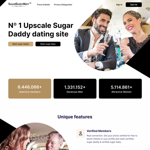 We need a luxury new web design for our sugar daddy project Design by JohanaUI