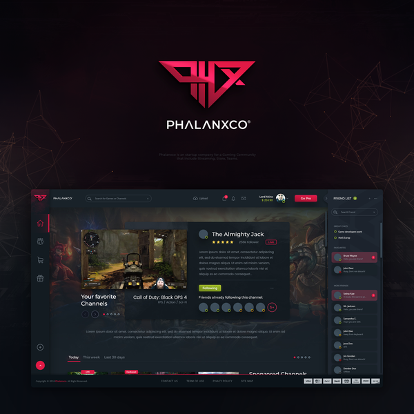PHALANXCO eSport team community website design