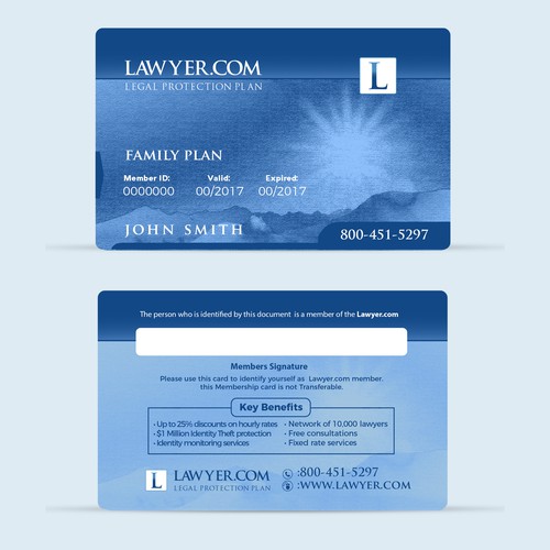 Lawyer Com Membership Card Wettbewerb In Der Kategorie Sonstige Werbematerialien 99designs