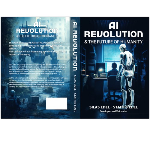 Futuristic AI Book Cover - AI vs Humans/Dark Design by flamenco72