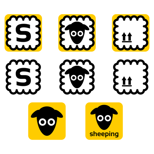 Logo with a sheep for Sheeping Design by oink! design