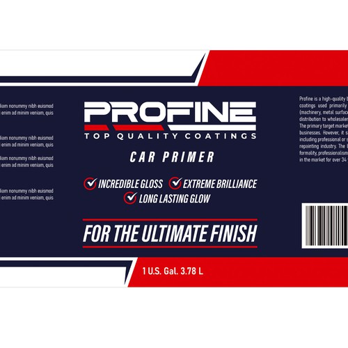 Label for our professional automotive and industrial coatings products Design by KS BOY