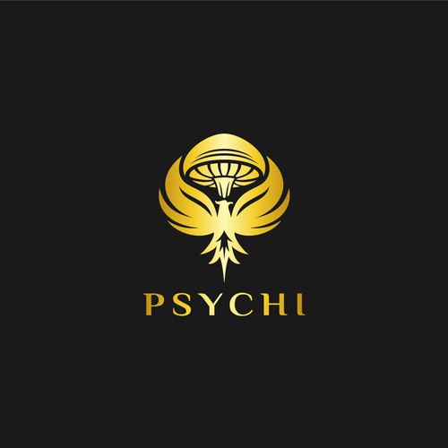 Psychi - a golden Phoenix and wild psilocybin mushrooms Design réalisé par Caddsen