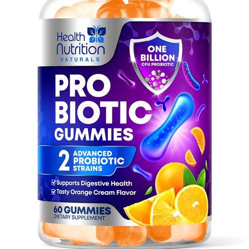 Healthy Probiotic Gummies Label needed for Health Nutrition Design réalisé par rembrandtjurin