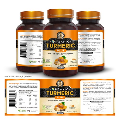Designs | Organic Turmeric supplement label - redesign | Product label ...