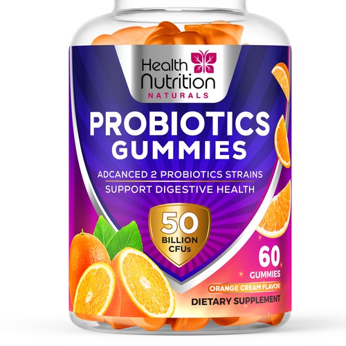 Healthy Probiotic Gummies Label needed for Health Nutrition Design by JOHN's_AlphaCreation