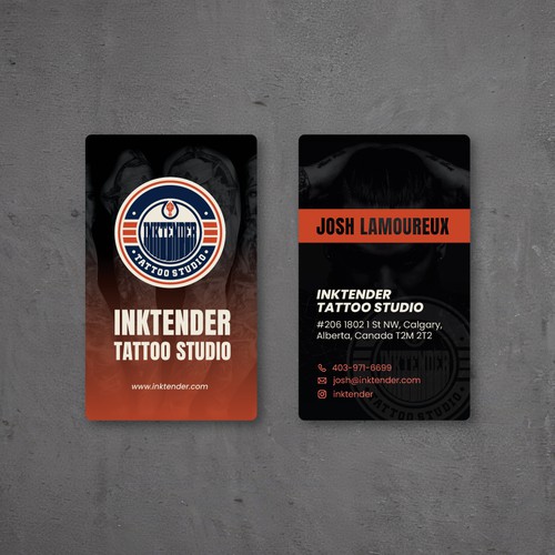 I need a strong business card design for my custom tattoo studio Inktender Design by Jordanio