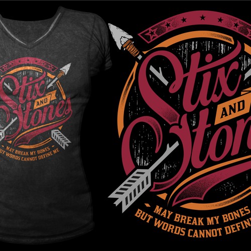 Create "Stix and Stones" typography t-shirt design Design by doniel