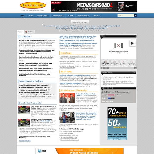 LetsRun.com Homepage Re-Design/Cleanup Diseño de superbdesign