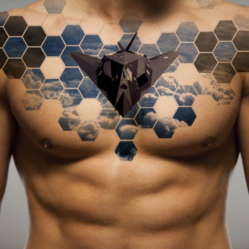 Tattoo with Stealth Bomber Design by 5291